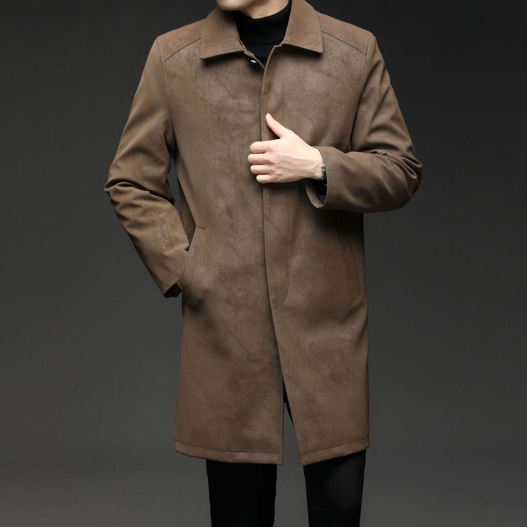 LUXURIOUS FLEECE-LINED LEATHER COAT