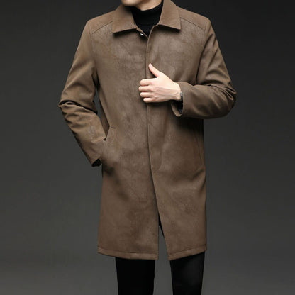 LUXURIOUS FLEECE-LINED LEATHER COAT