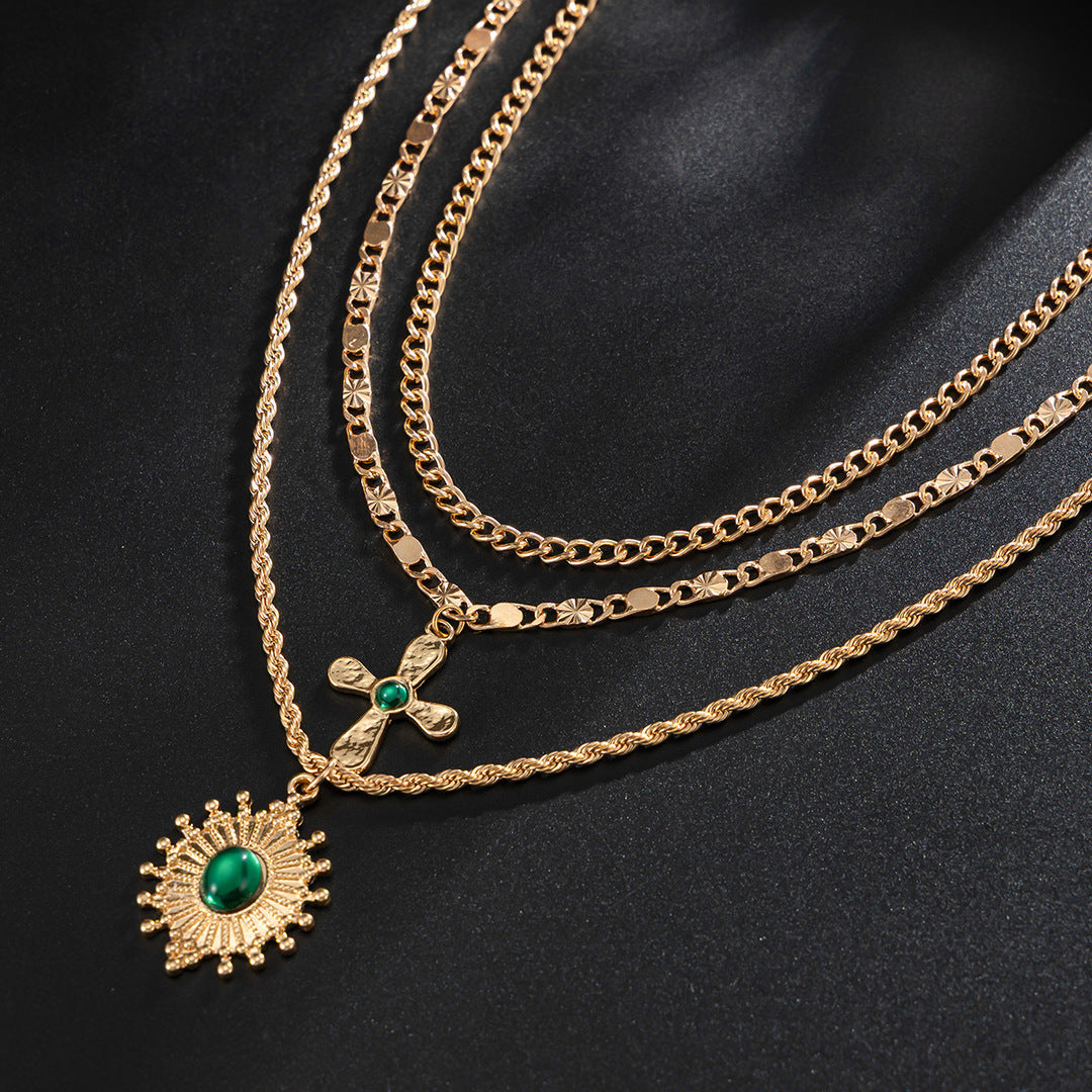 Layered Cross Necklace Set