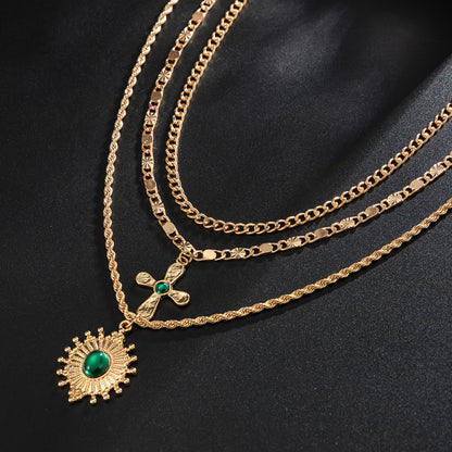 Layered Cross Necklace Set
