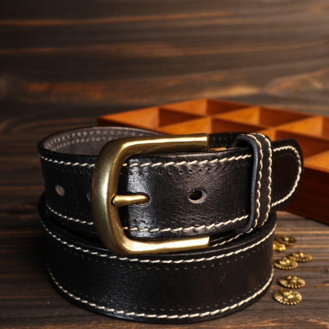 LUXURIOUS STITCHED LEATHER BELT