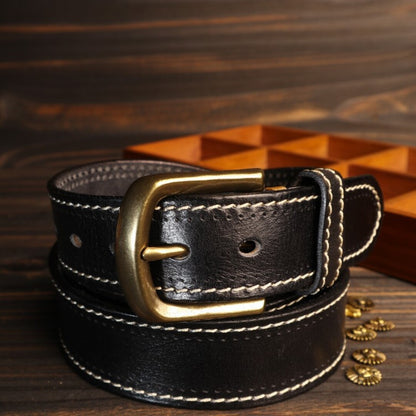 LUXURIOUS STITCHED LEATHER BELT