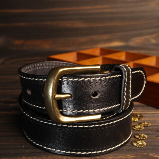 LUXURIOUS STITCHED LEATHER BELT