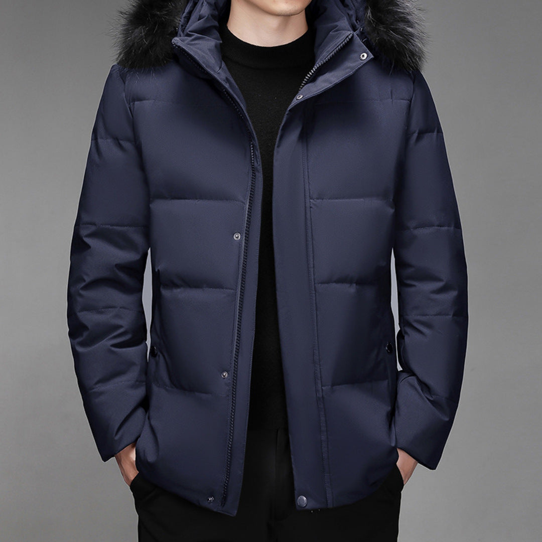 ELEGANT HOODED DOWN COAT