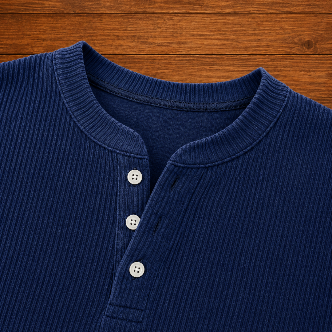 Ribbed Button Neck Shirt