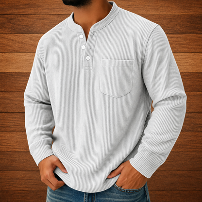 Ribbed Button Neck Shirt