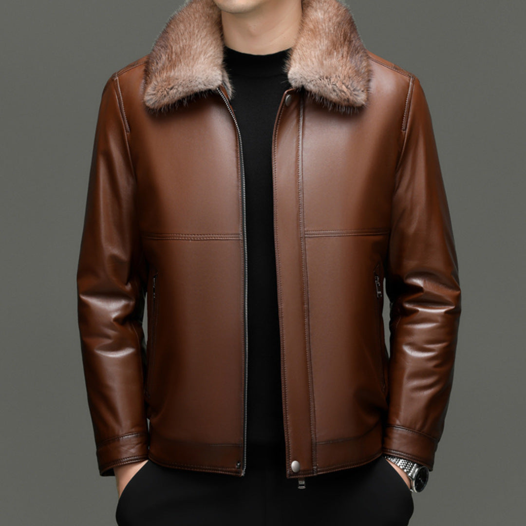WARM AUTHENTIC LEATHER COAT