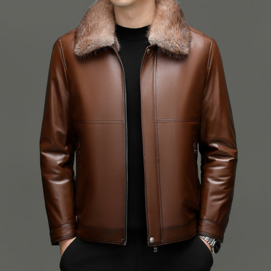 WARM AUTHENTIC LEATHER COAT