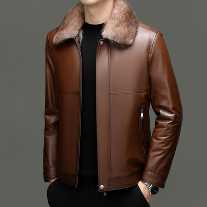 WARM AUTHENTIC LEATHER COAT