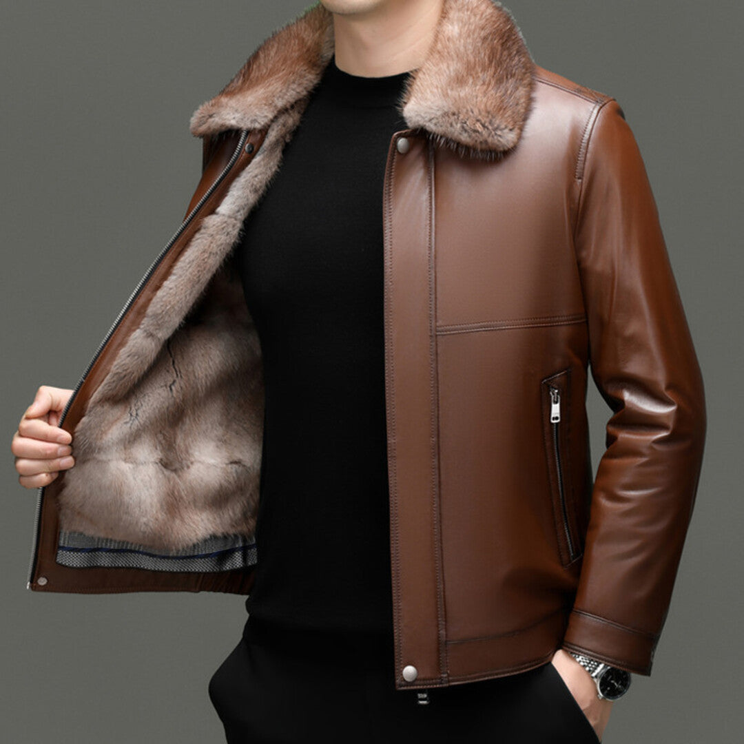 WARM AUTHENTIC LEATHER COAT