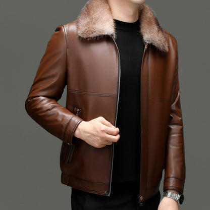 WARM AUTHENTIC LEATHER COAT