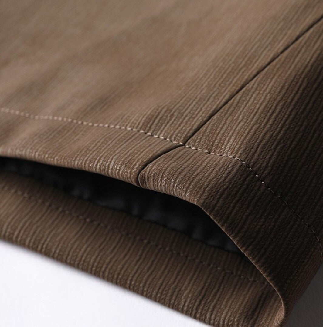 LUXURIOUS FLEECE-LINED LEATHER COAT