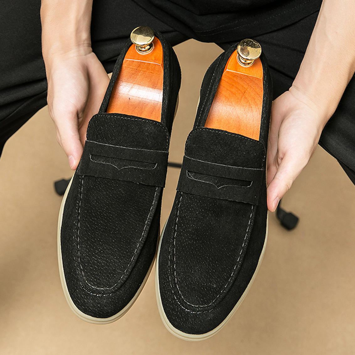 SUEDE SLIP-ON LOAFERS