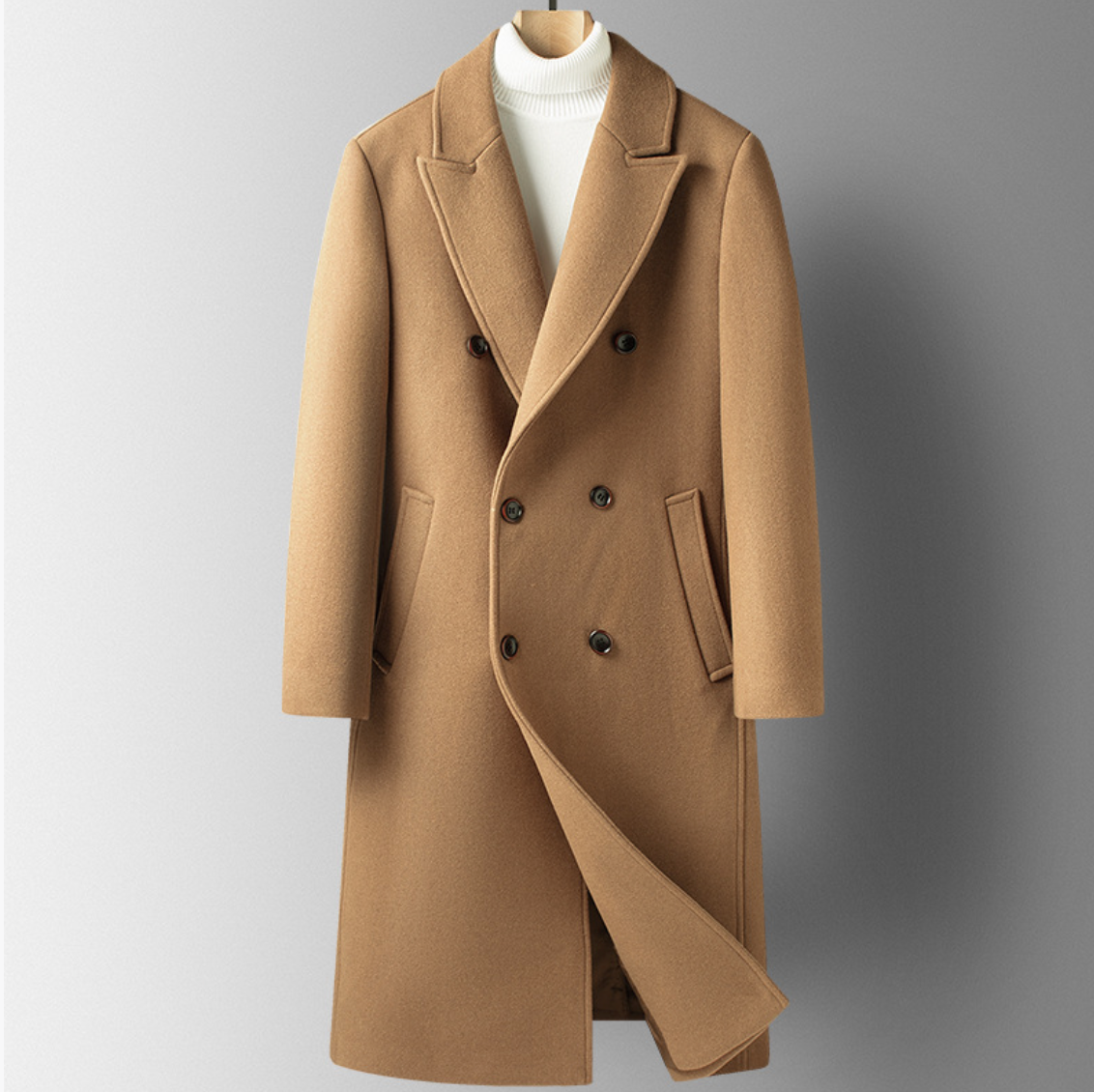 DOUBLE-BREASTED WOOL COAT