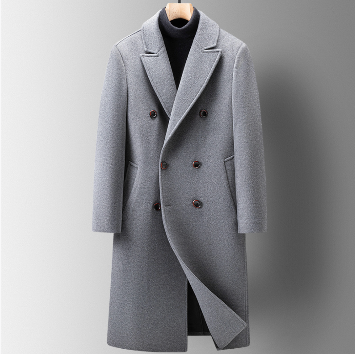 DOUBLE-BREASTED WOOL COAT