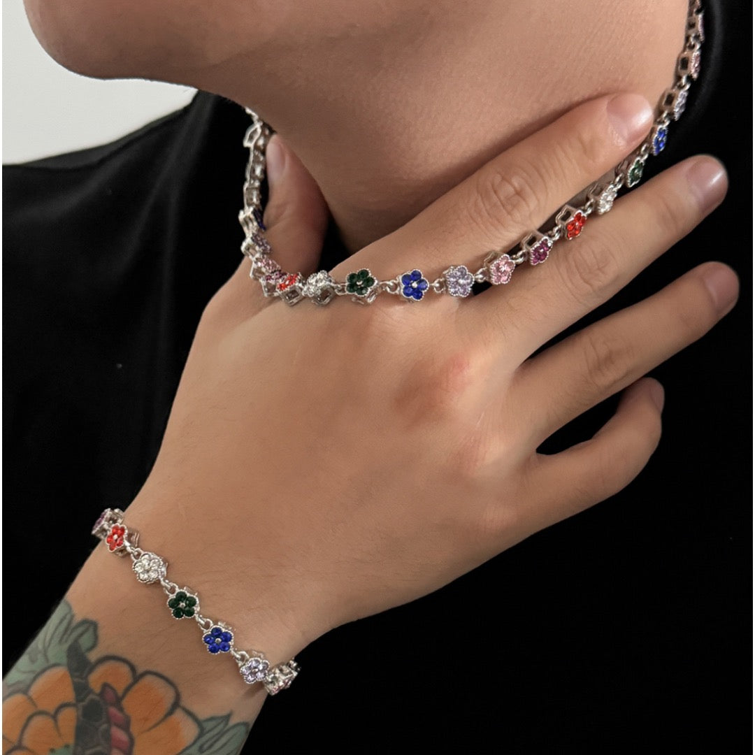Floral Link Chain Set