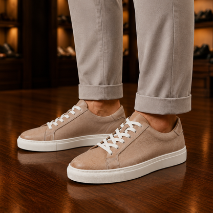 Leather Lace-Up Sneakers