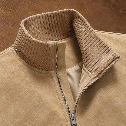 Stand Collar Suede Jacket