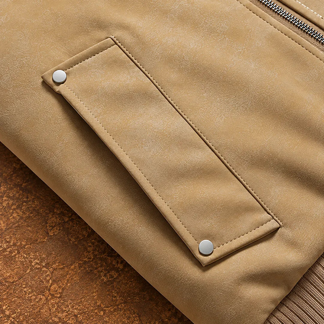 Stand Collar Suede Jacket