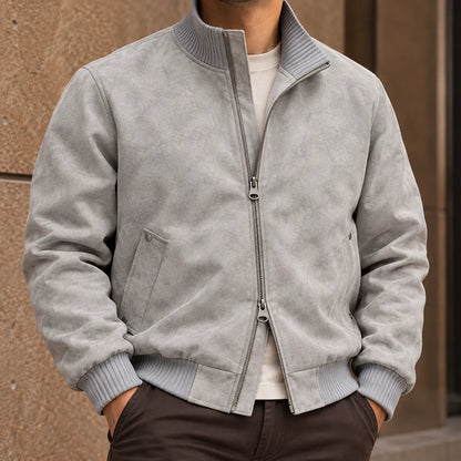 Stand Collar Suede Jacket
