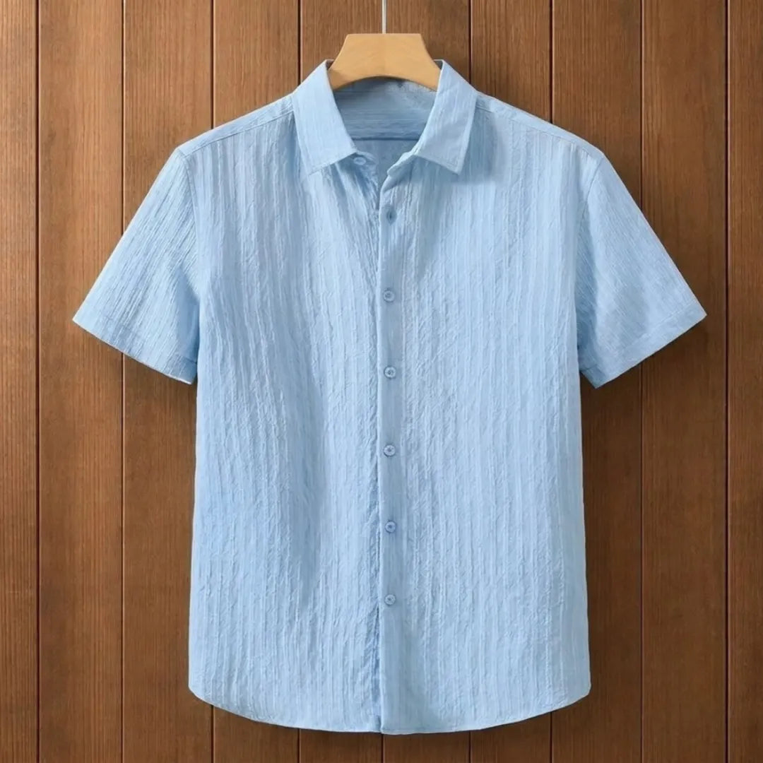 Textured Button-Up Collared Shirt
