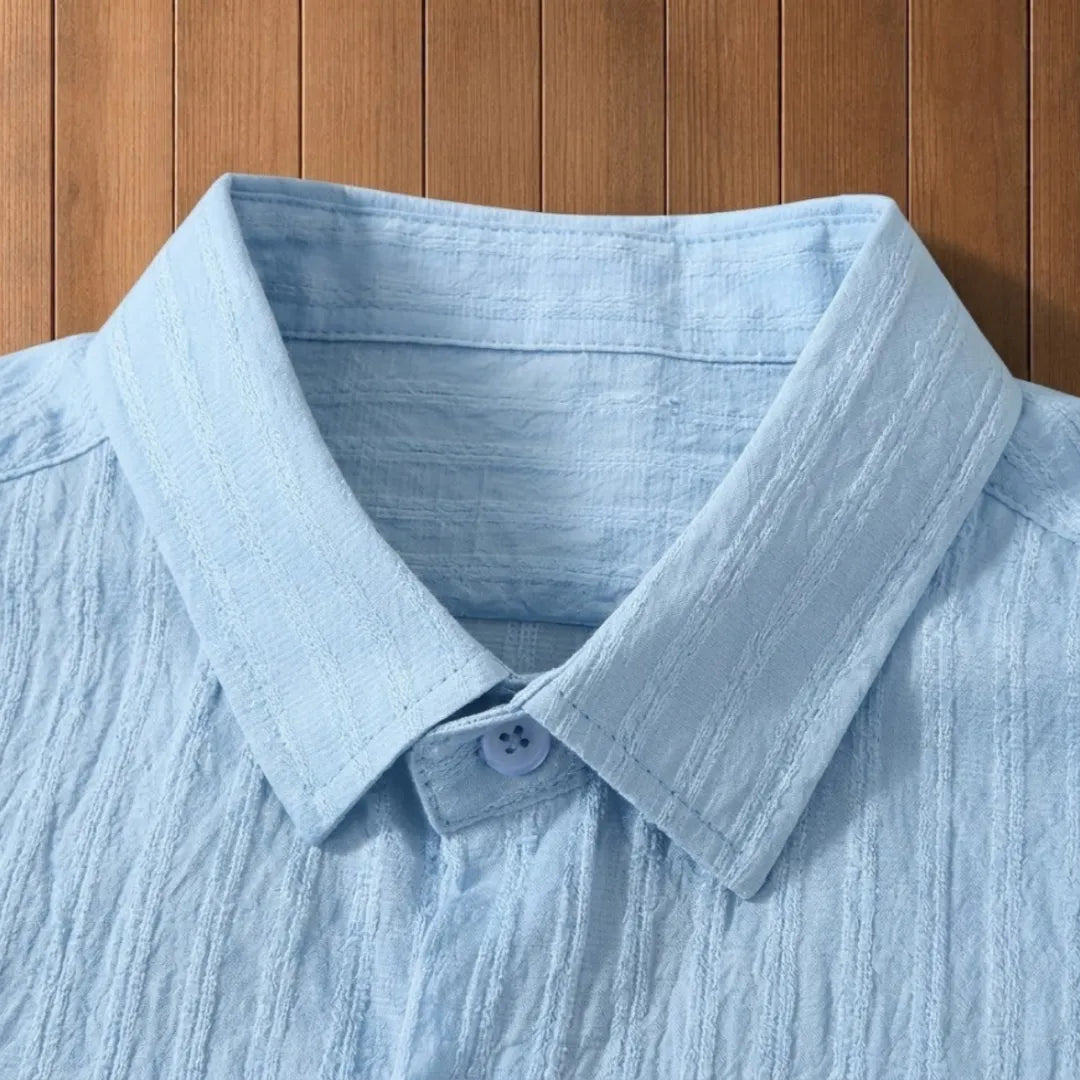 Textured Button-Up Collared Shirt