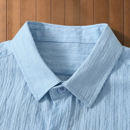 Textured Button-Up Collared Shirt