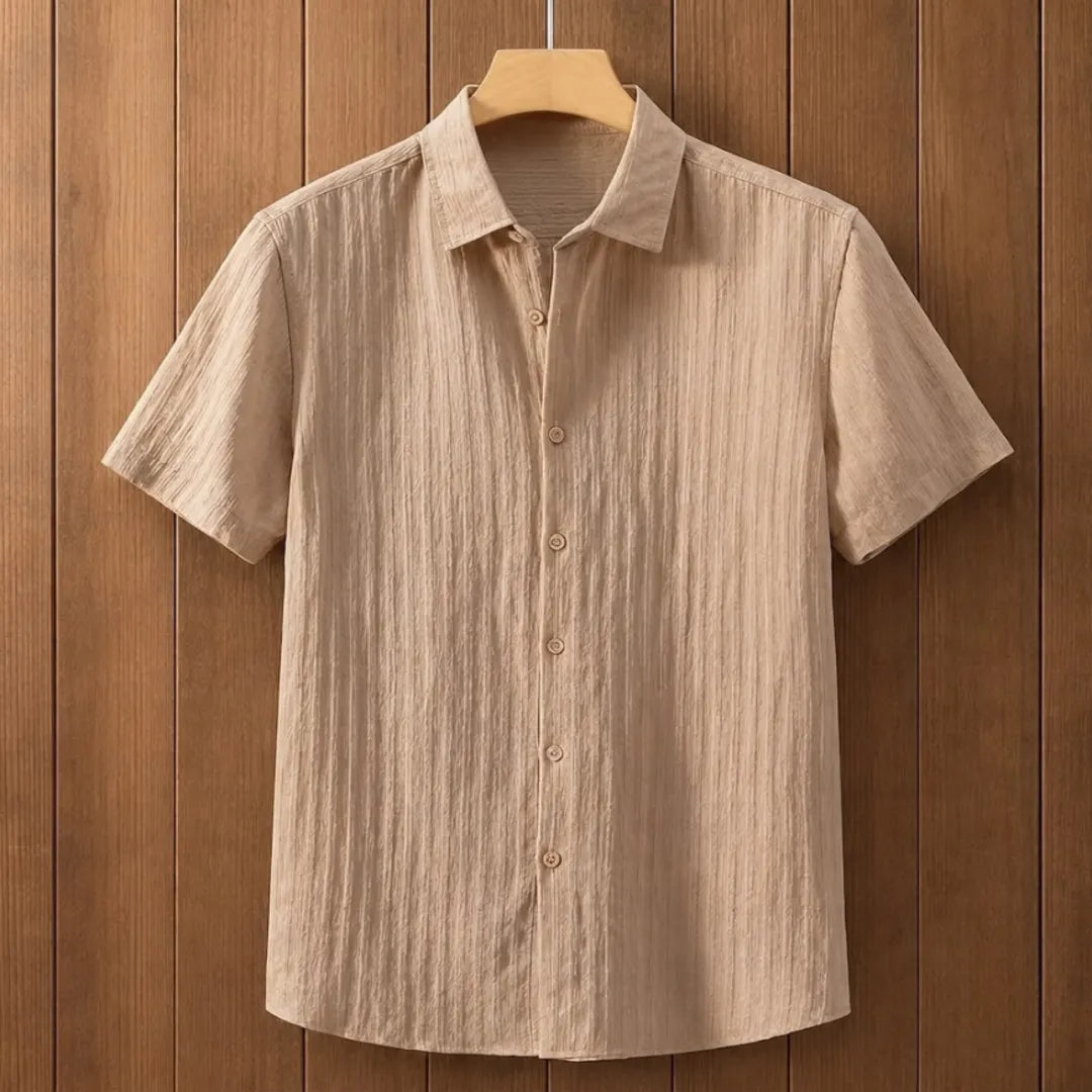 Textured Button-Up Collared Shirt