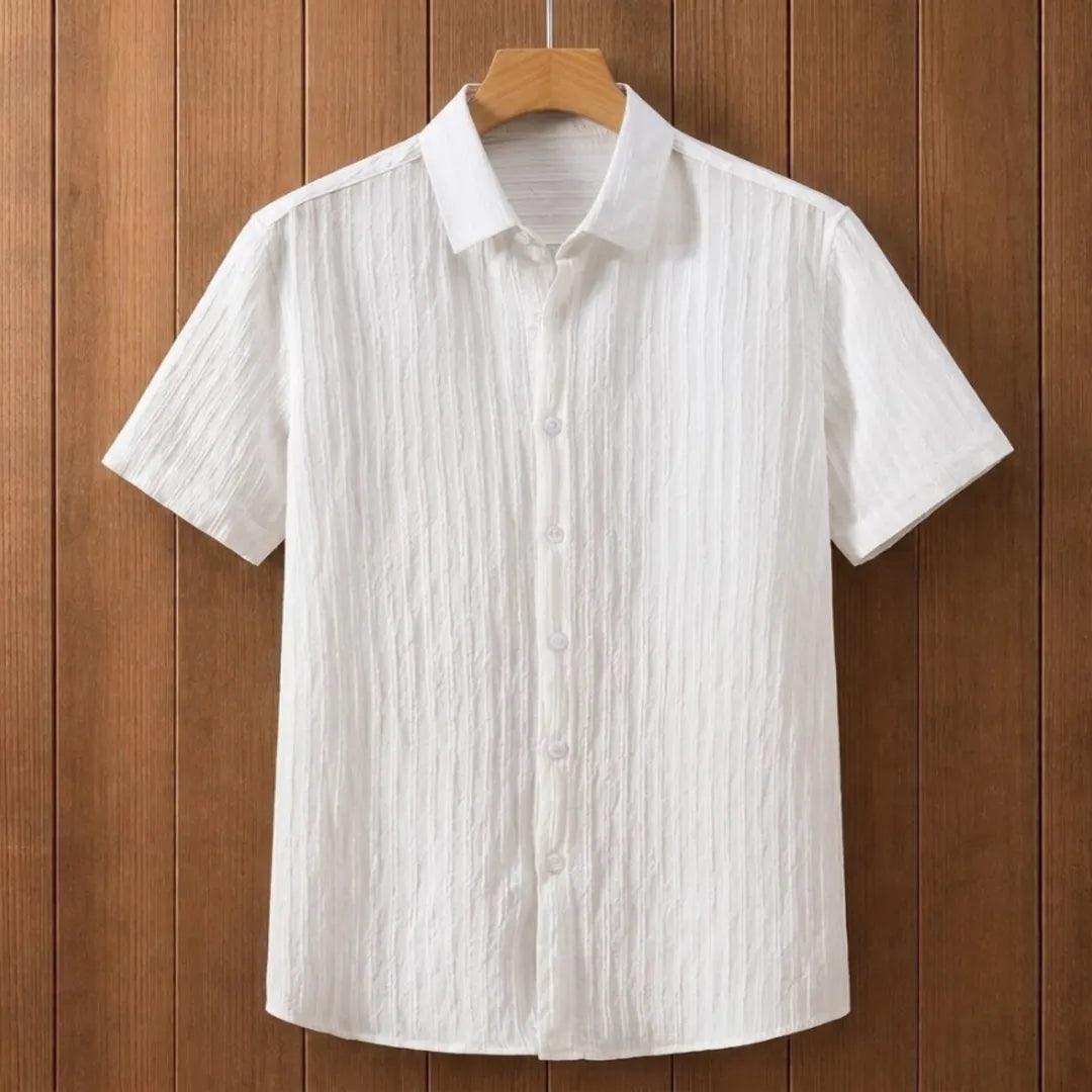 Textured Button-Up Collared Shirt