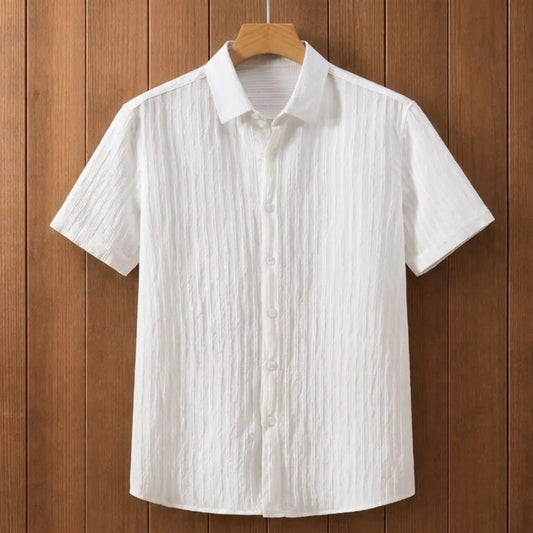 Textured Button-Up Collared Shirt