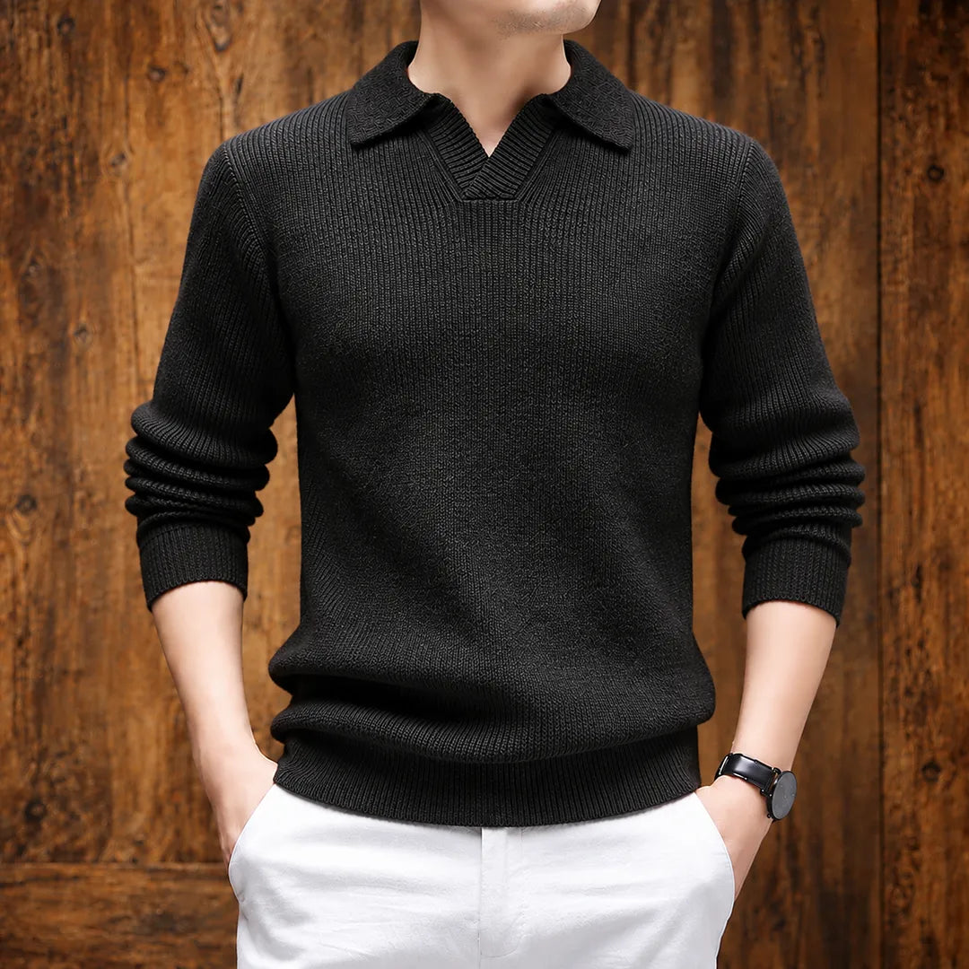 Textured Collared Knit Sweater