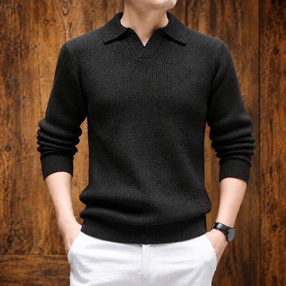 Textured Collared Knit Sweater