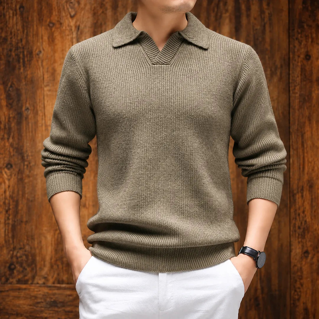 Textured Collared Knit Sweater