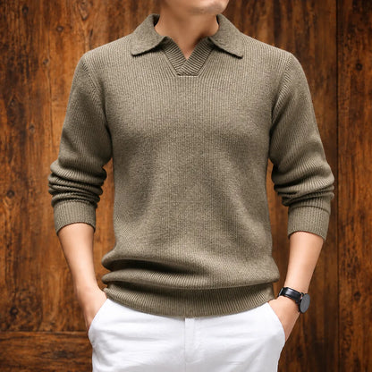 Textured Collared Knit Sweater