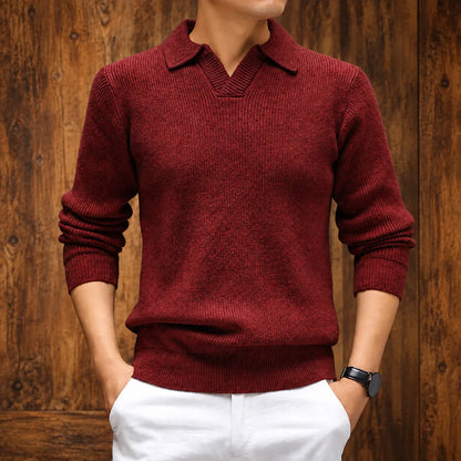 Textured Collared Knit Sweater