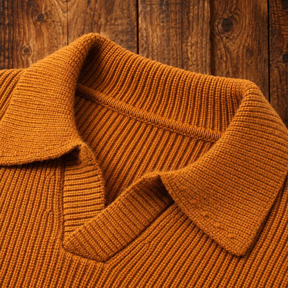 Textured Collared Knit Sweater