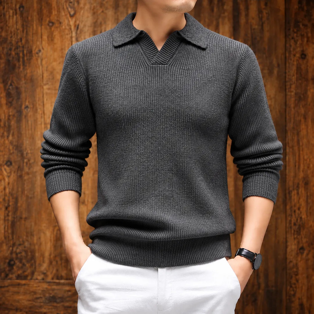 Textured Collared Knit Sweater