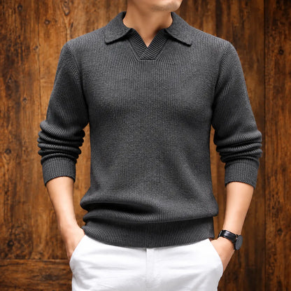 Textured Collared Knit Sweater