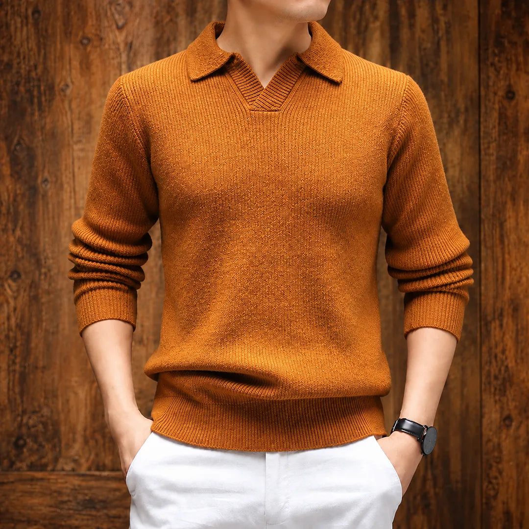 Textured Collared Knit Sweater