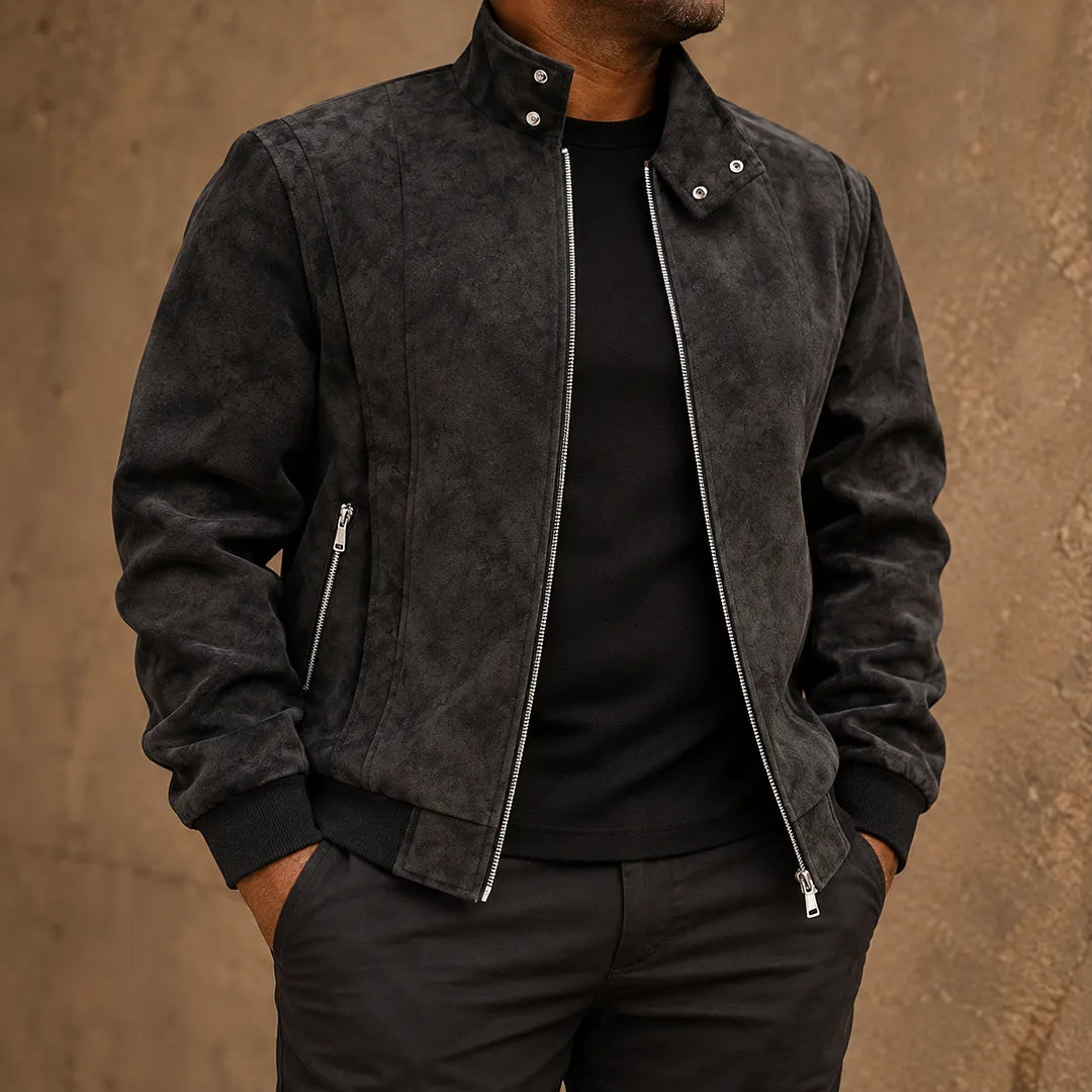 Textured Stand Collar Jacket