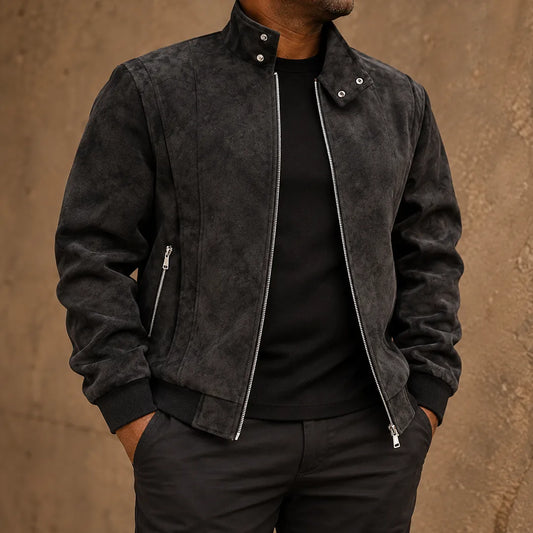 Textured Stand Collar Jacket