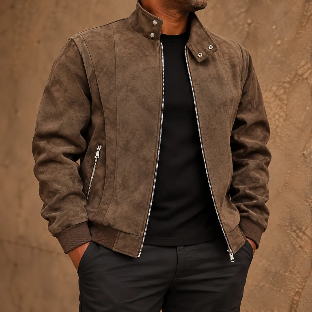 Textured Stand Collar Jacket