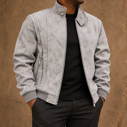 Textured Stand Collar Jacket