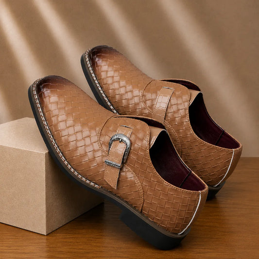 Classic  Woven Monk Strap Shoes