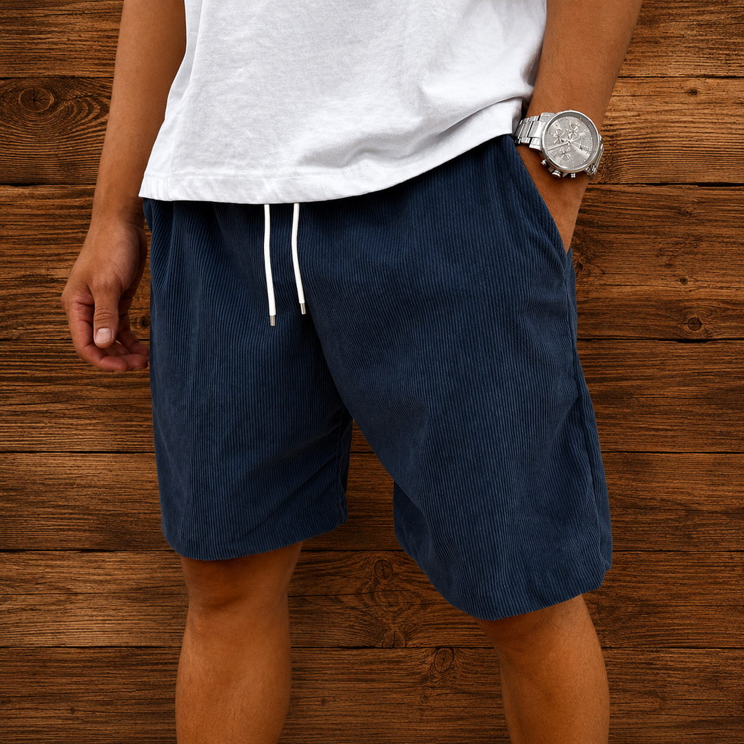 Ribbed Corduroy Drawstring Shorts