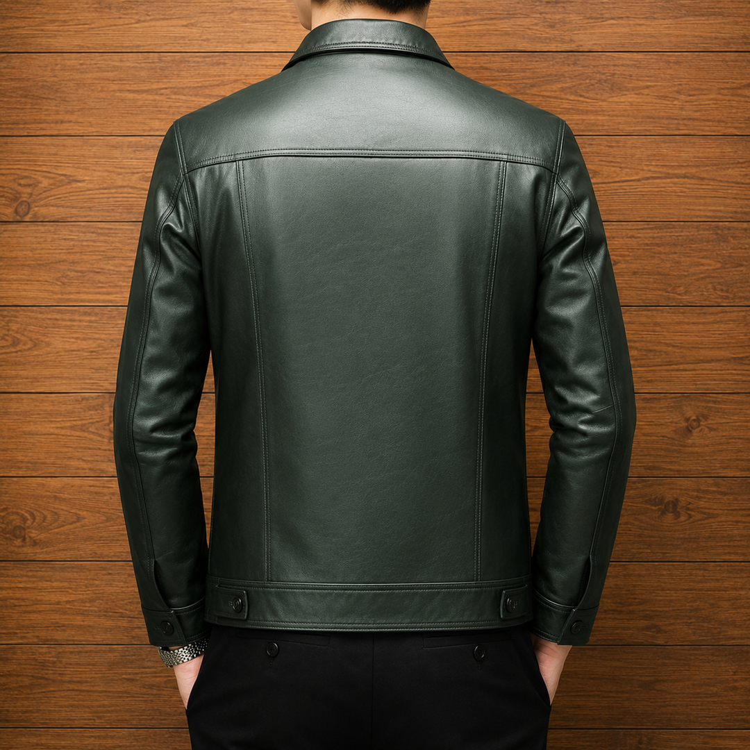 Classic Button Leather Jacket