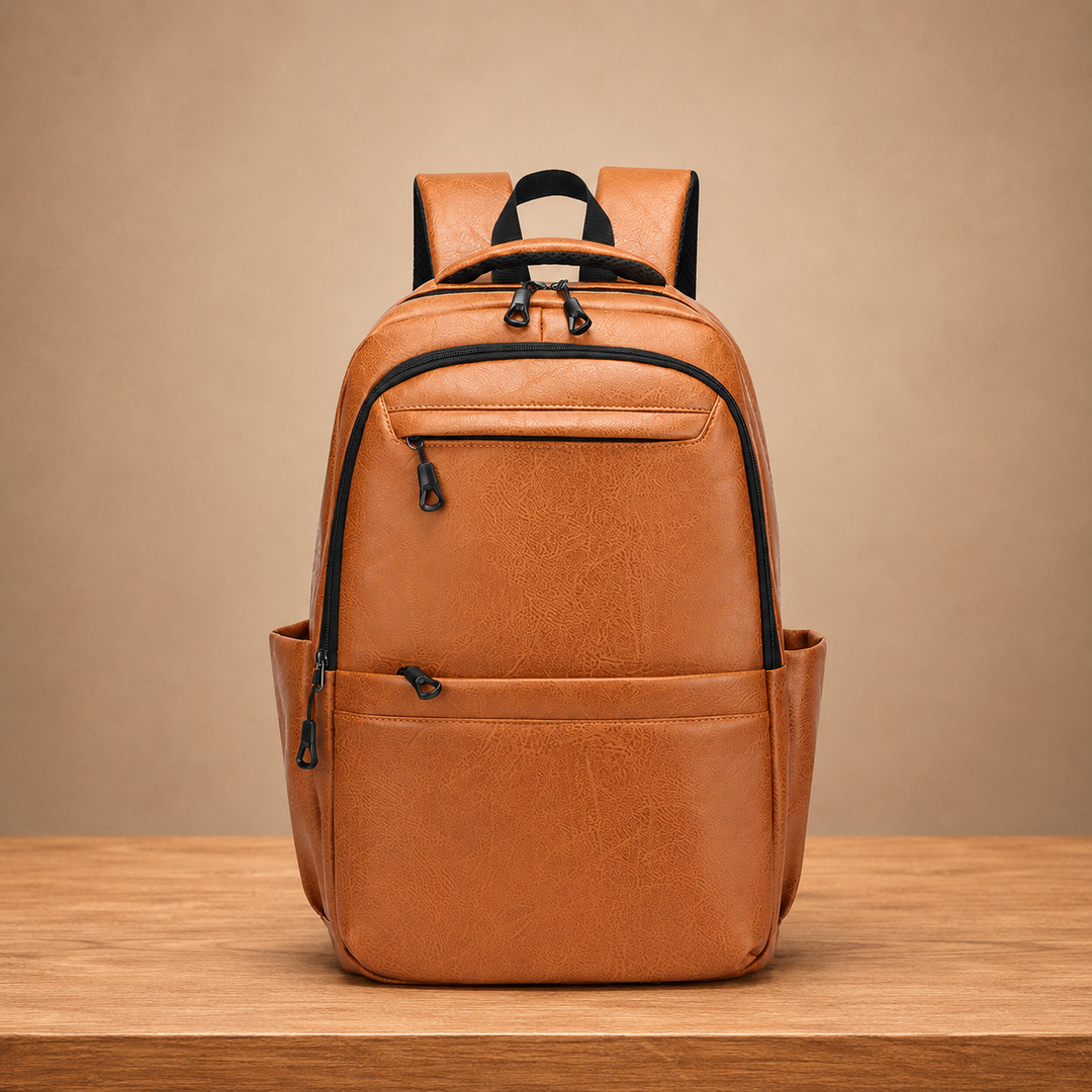 Leather Business Laptop Backpack