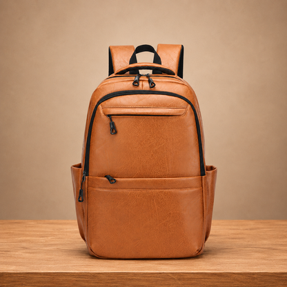 Leather Business Laptop Backpack