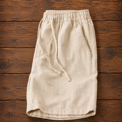 Linen Blend Drawstring Shorts