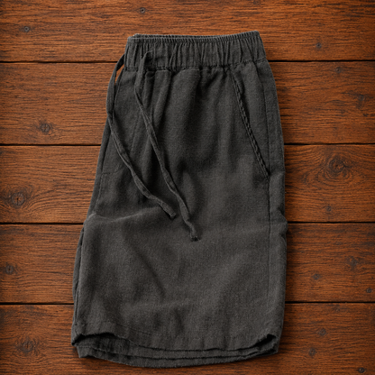 Linen Blend Drawstring Shorts